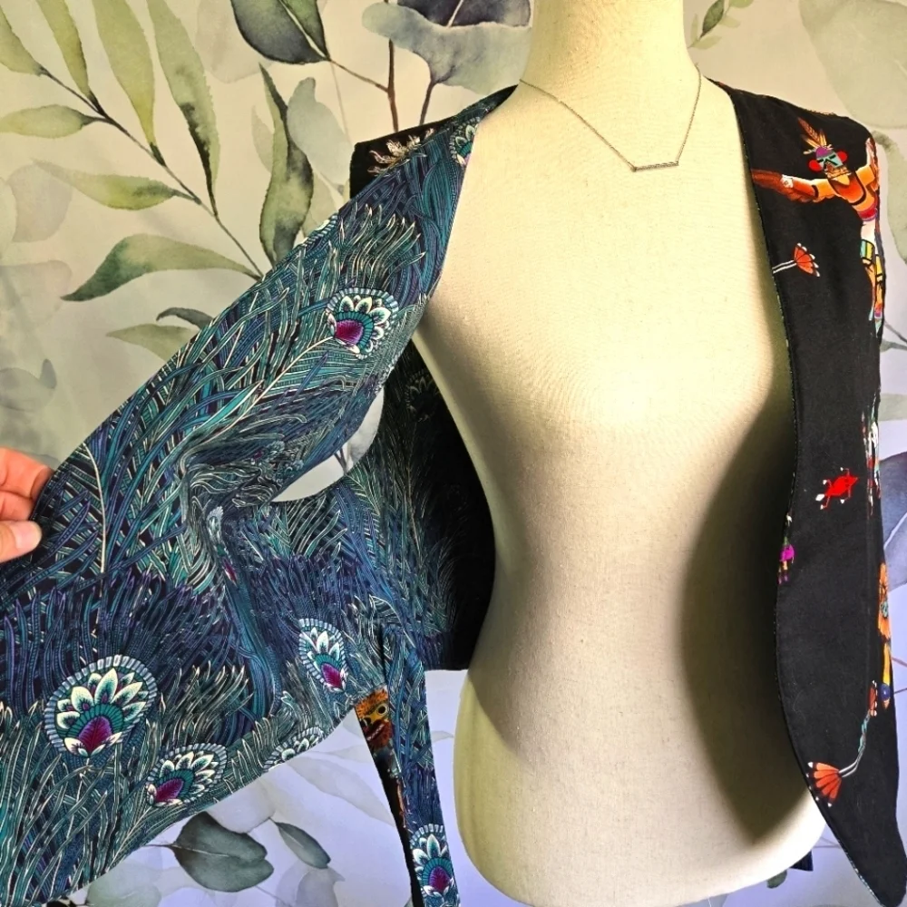 Women's Black Vest with Colorful Patterns